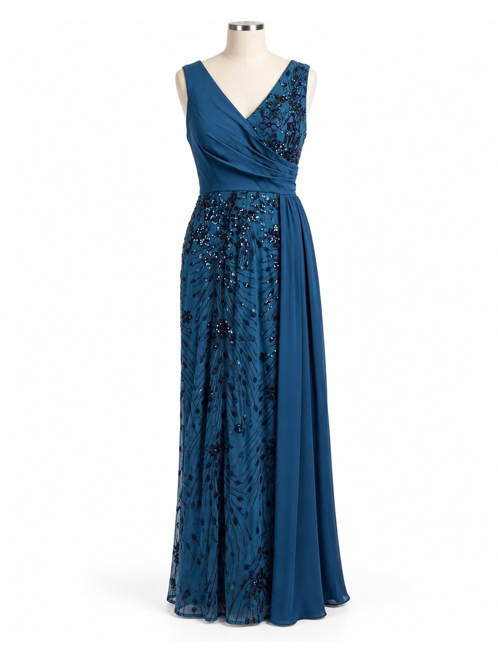 Blue Plum Peacock Blue Sequin Maxi Dress XXL Formal Evening Gown LY2820